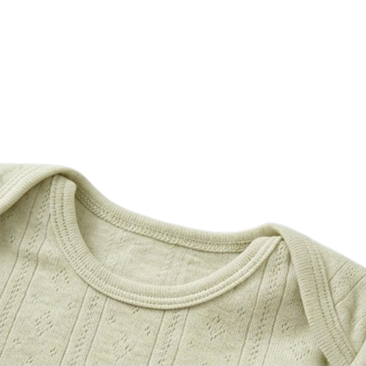 Milk Green Ribbed Long-Sleeve Baby Bodysuit