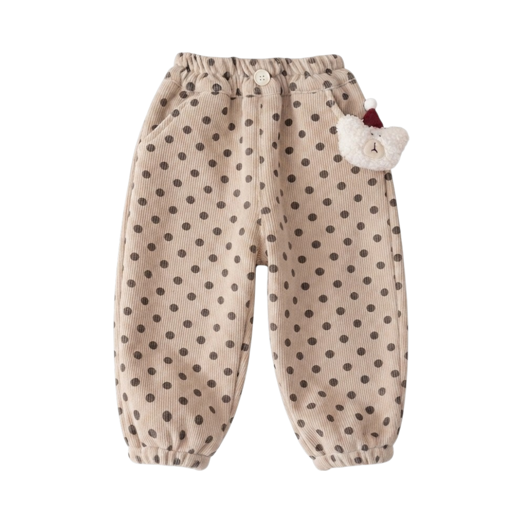 Cream Polka-Dot Bear Baby Joggers