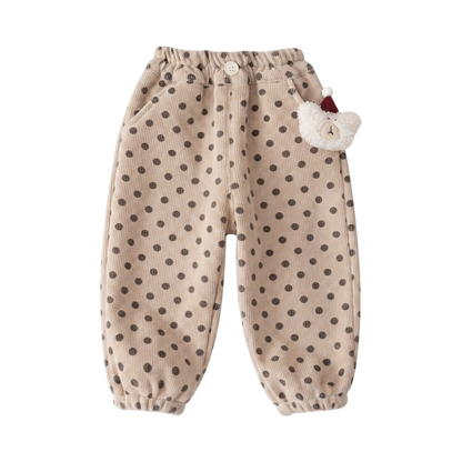 Cream Polka-Dot Bear Baby Joggers
