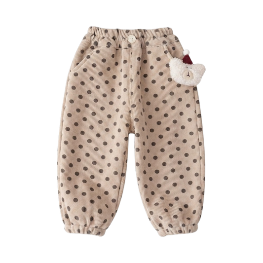 Cream Polka-Dot Bear Baby Joggers