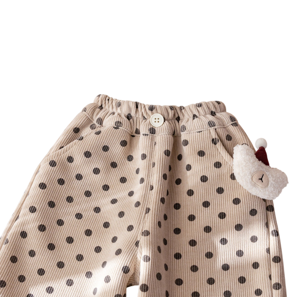 Cream Polka-Dot Bear Baby Joggers