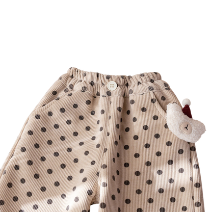Cream Polka-Dot Bear Baby Joggers