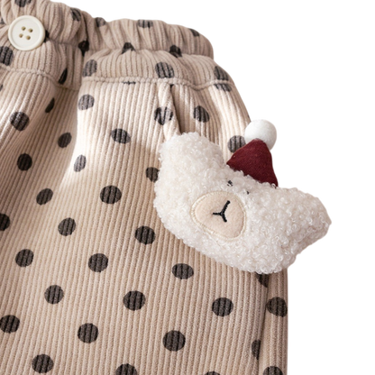 Cream Polka-Dot Bear Baby Joggers