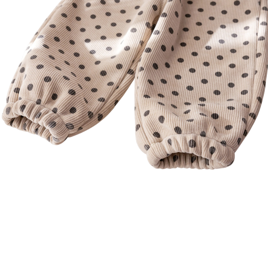 Cream Polka-Dot Bear Baby Joggers