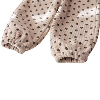 Cream Polka-Dot Bear Baby Joggers