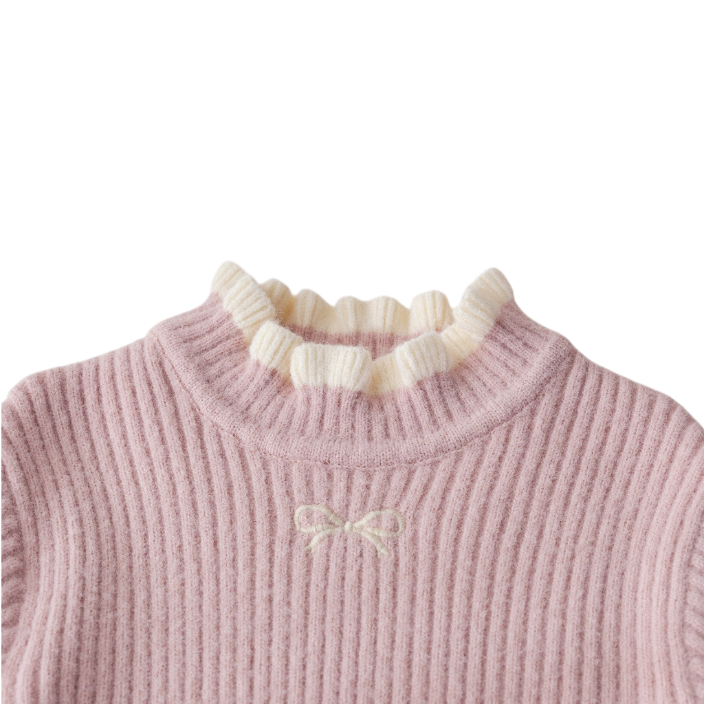 Pink Bow Knit Baby Sweater