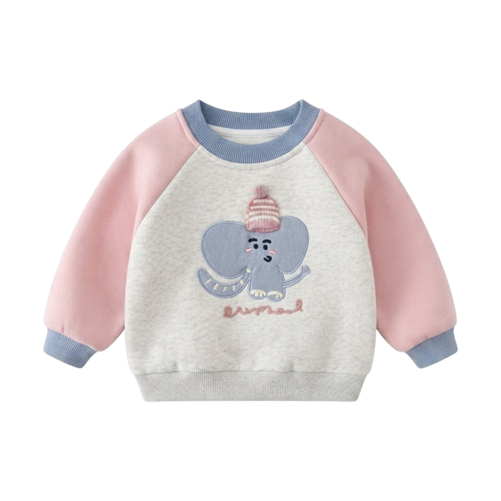 Pink Elephant Patch Baby Sweatshirt