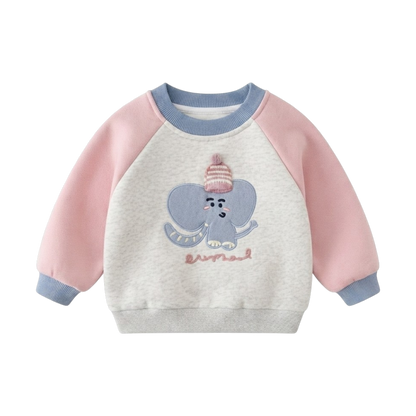 Pink Elephant Patch Baby Sweatshirt