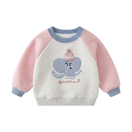 Pink Elephant Patch Baby Sweatshirt