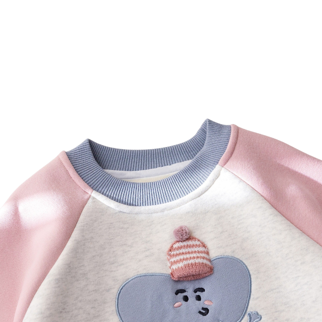 Pink Elephant Patch Baby Sweatshirt