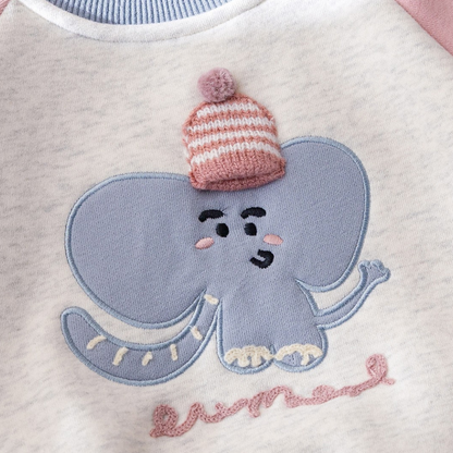 Pink Elephant Patch Baby Sweatshirt