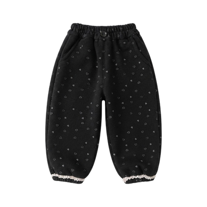 Black Heart Print Baby Joggers