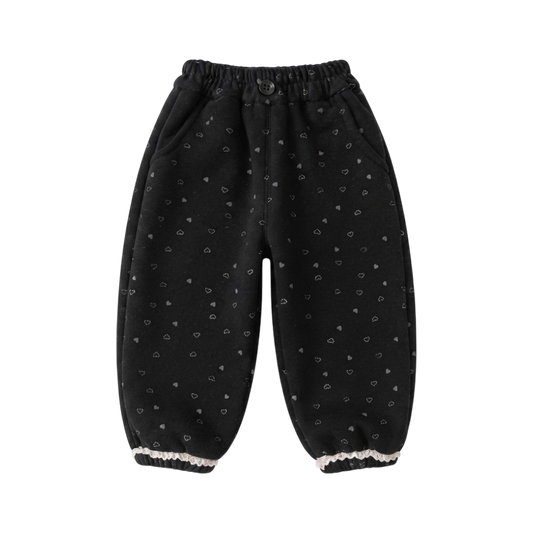 Black Heart Print Baby Joggers