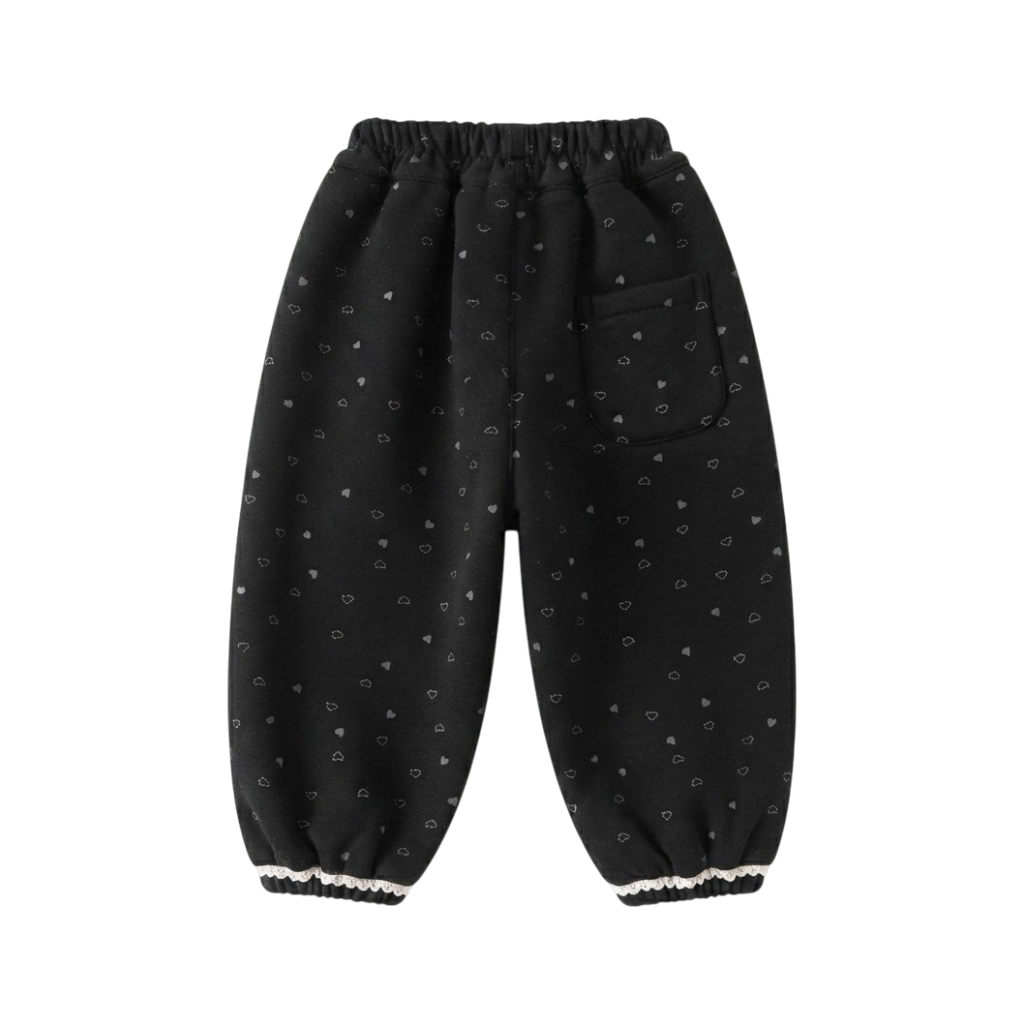 Black Heart Print Baby Joggers