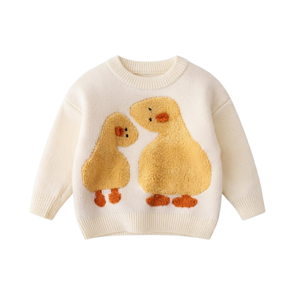 Cream Duck Knit Baby Sweater