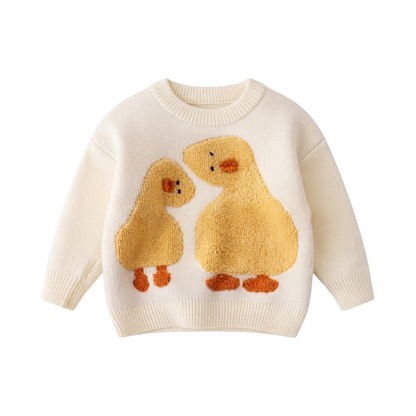 Cream Duck Knit Baby Sweater