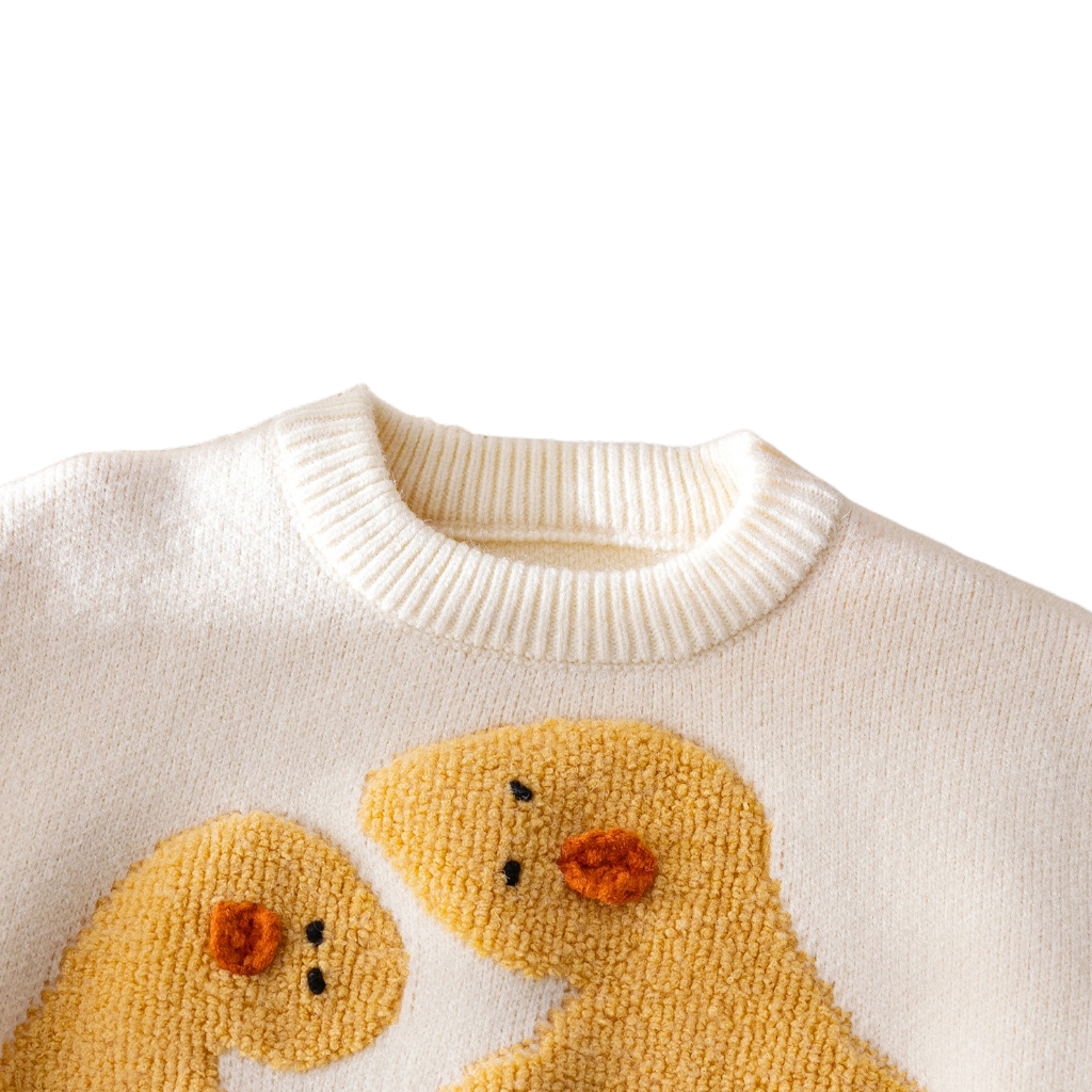 Cream Duck Knit Baby Sweater