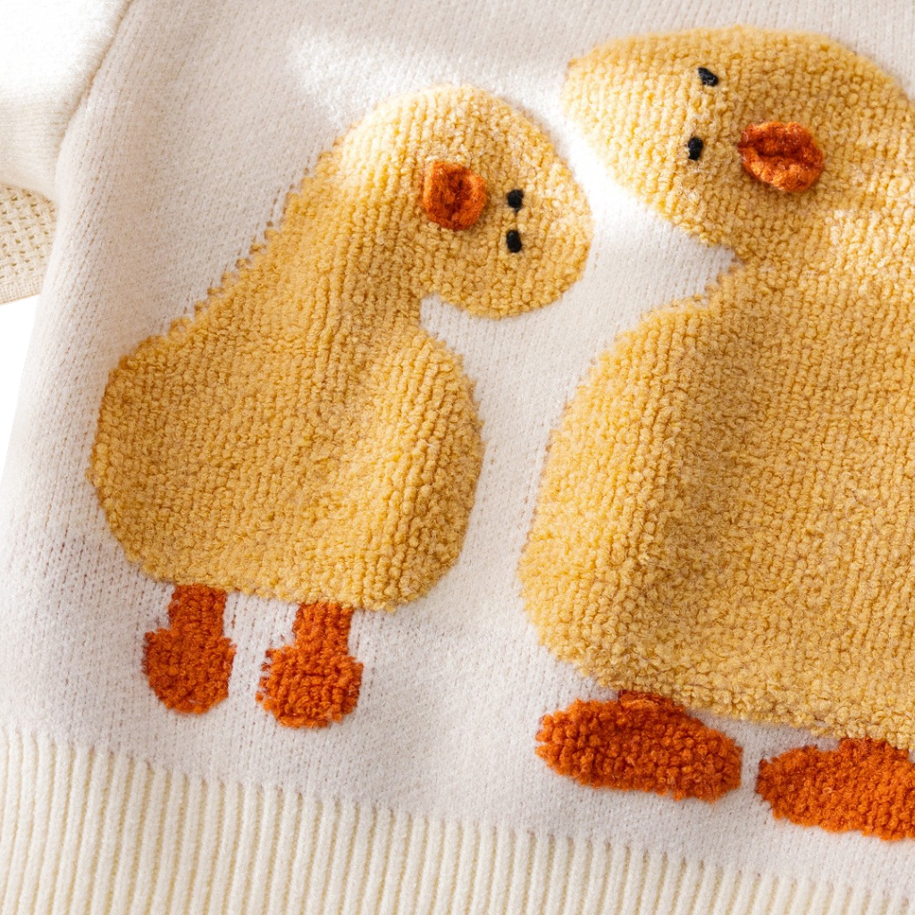 Cream Duck Knit Baby Sweater