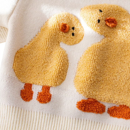 Cream Duck Knit Baby Sweater