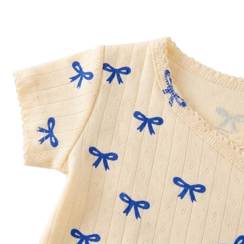 Blue Bow Baby Bodysuit
