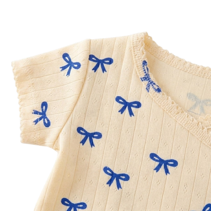 Blue Bow Baby Bodysuit