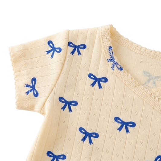 Blue Bow Baby Bodysuit
