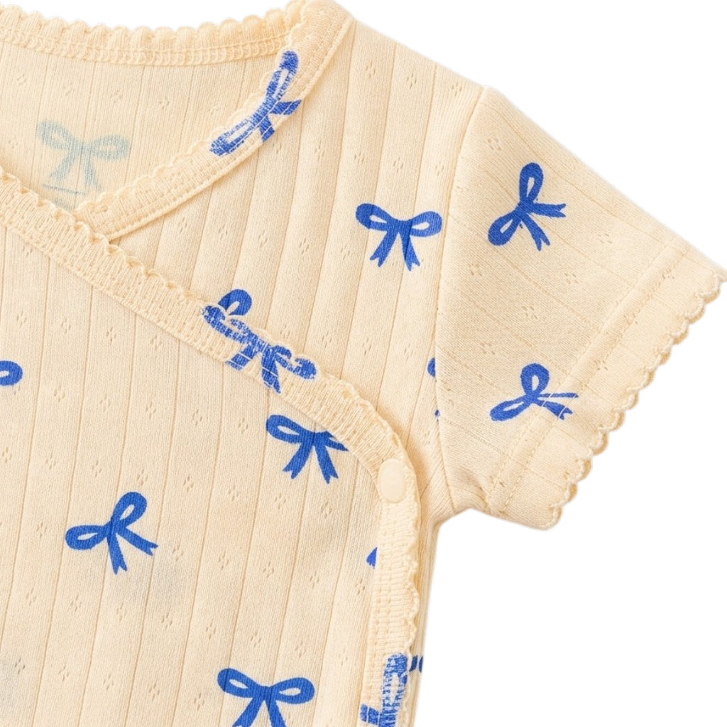 Blue Bow Baby Bodysuit