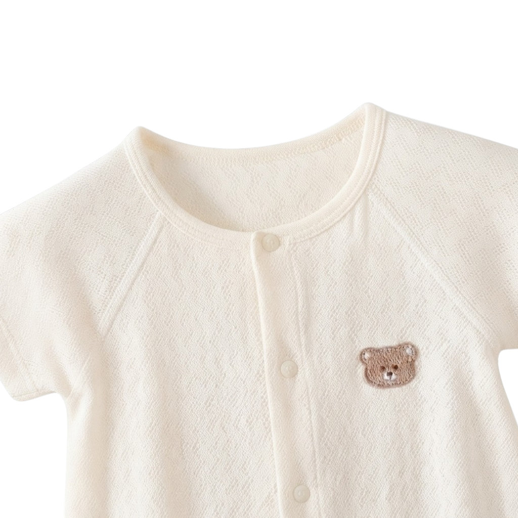 White Little Bear Baby Romper
