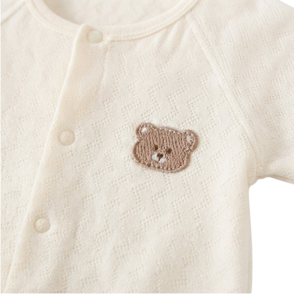 White Little Bear Baby Romper