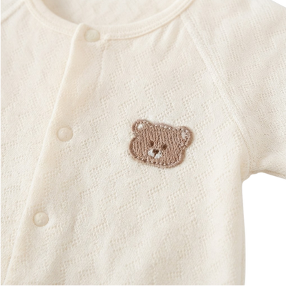 White Little Bear Baby Romper