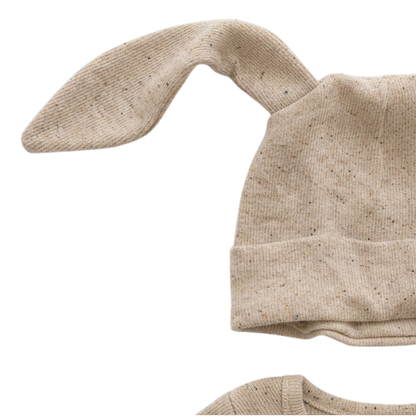 Beige-Cream Cotton Baby Bodysuit Set