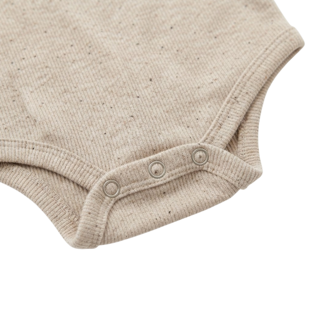 Beige-Cream Cotton Baby Bodysuit Set