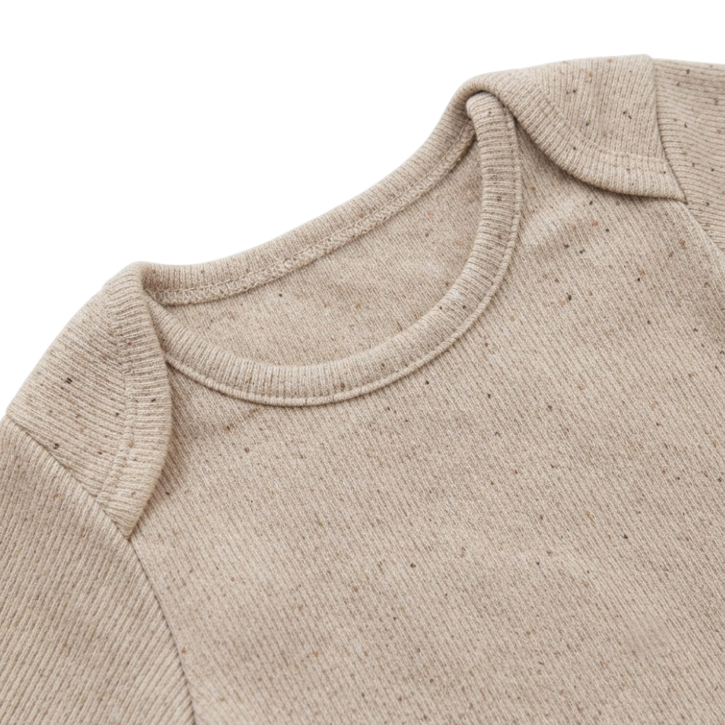 Beige-Cream Cotton Baby Bodysuit Set