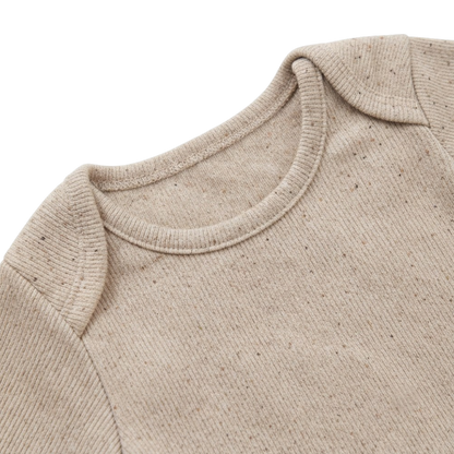Beige-Cream Cotton Baby Bodysuit Set