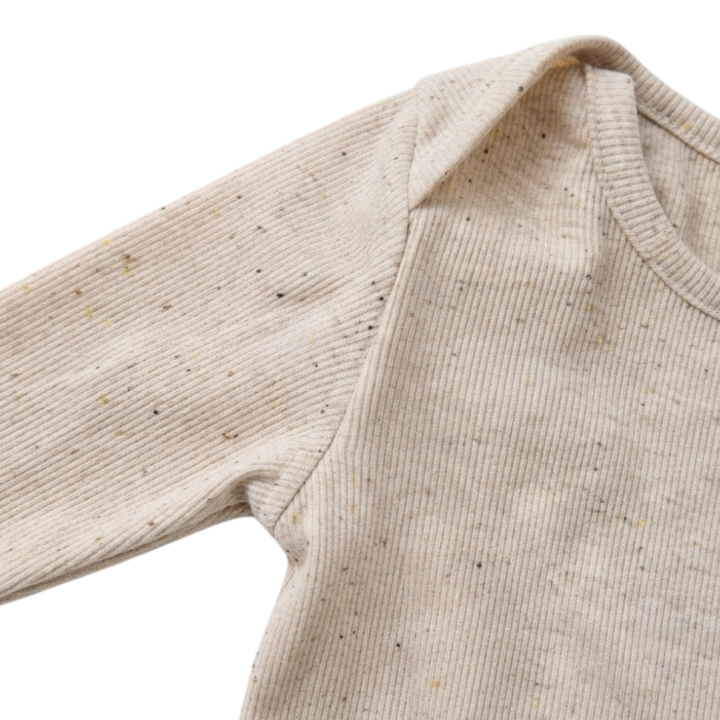 Beige-Cream Cotton Baby Bodysuit Set