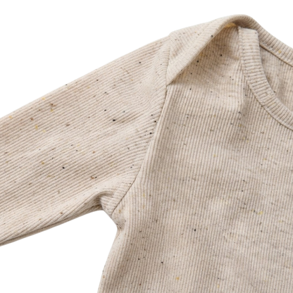 Beige-Cream Cotton Baby Bodysuit Set