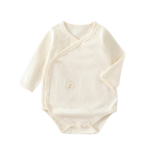 Cream Wreath Bunny Wrap-Front Long-Sleeve Baby Bodysuit