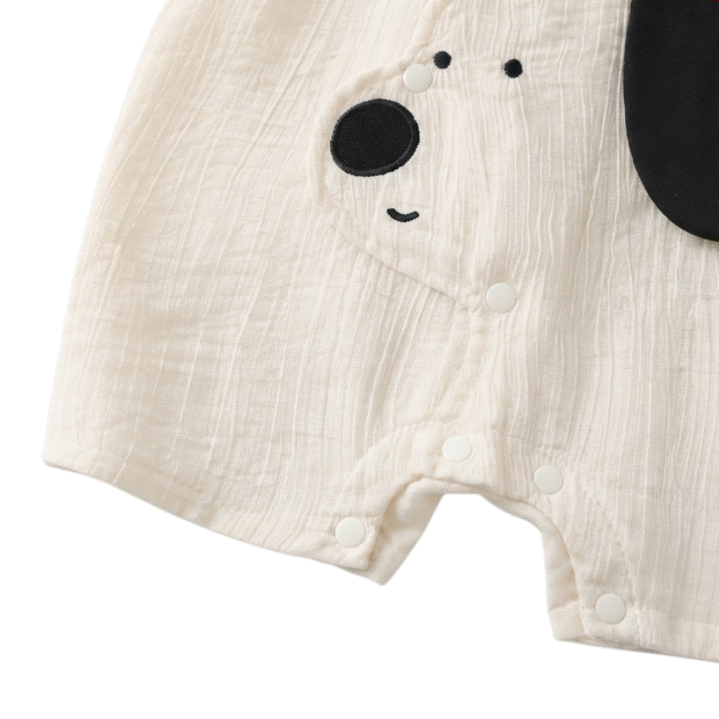 Cream Puppy Cotton Gauze Sleeveless Baby Outfit