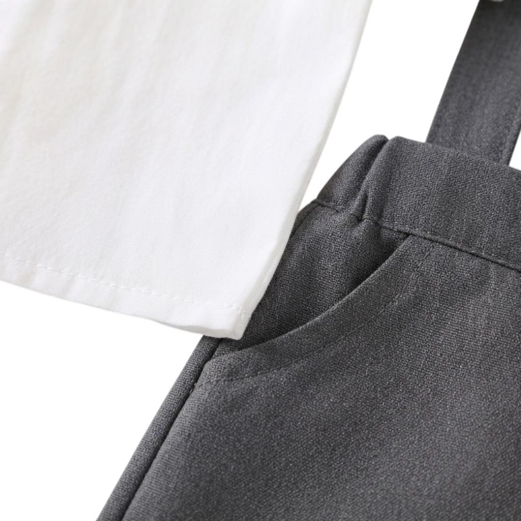 Baby Boy Shirt and Suspender-Pants Formal Set