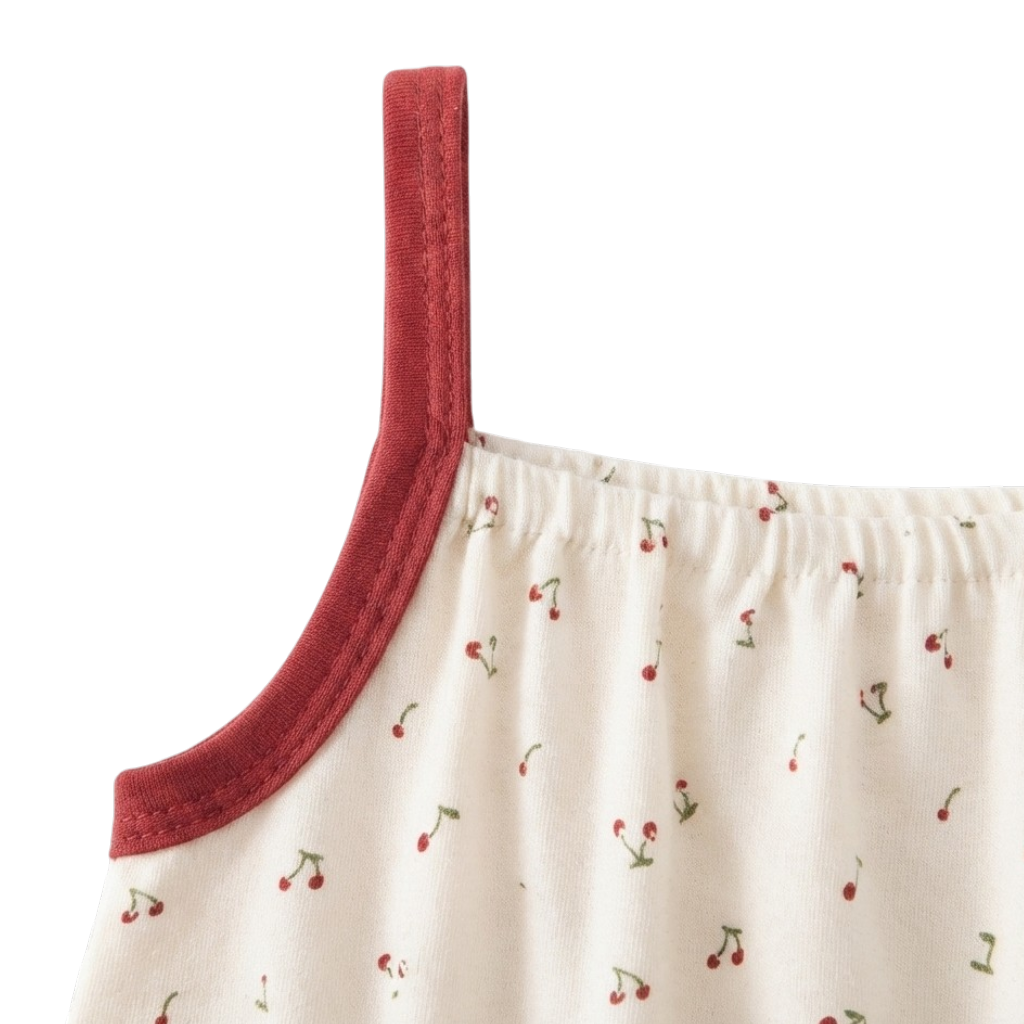 White Cherry Sleeveless Baby Romper