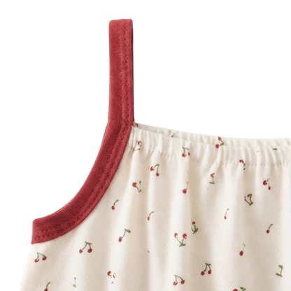 White Cherry Sleeveless Baby Romper