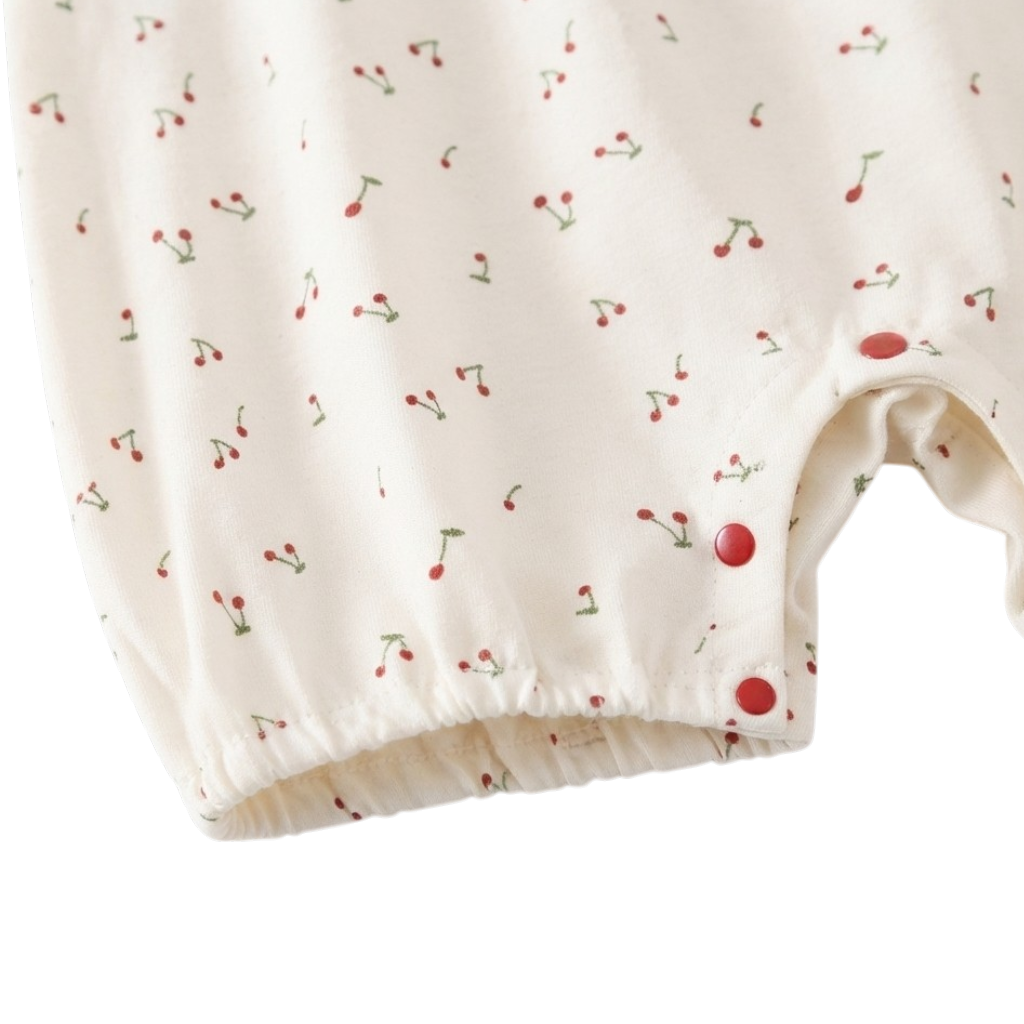 White Cherry Sleeveless Baby Romper