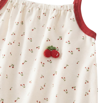 White Cherry Sleeveless Baby Romper