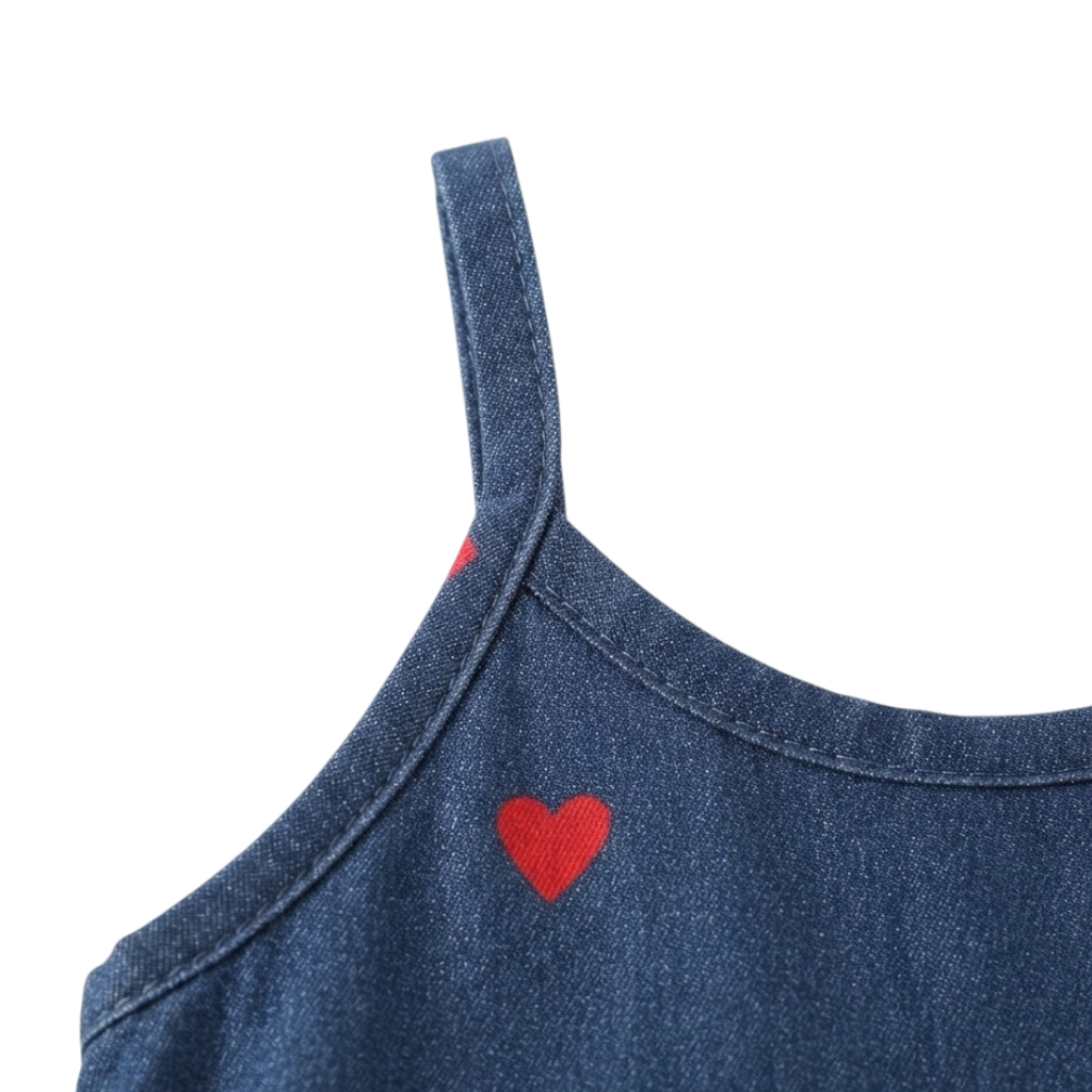 Denim Heart Camisole Baby Outfit Set