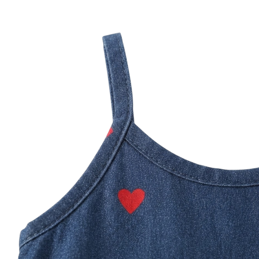 Denim Heart Camisole Baby Outfit Set