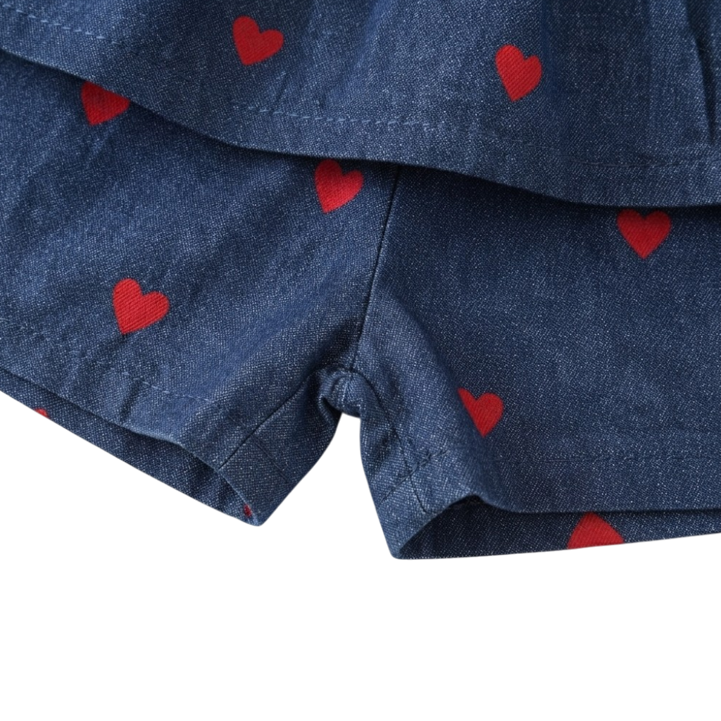 Denim Heart Camisole Baby Outfit Set