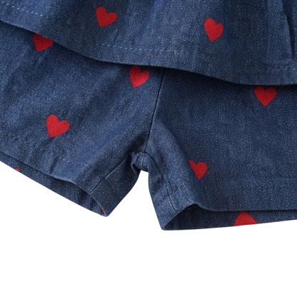 Denim Heart Camisole Baby Outfit Set