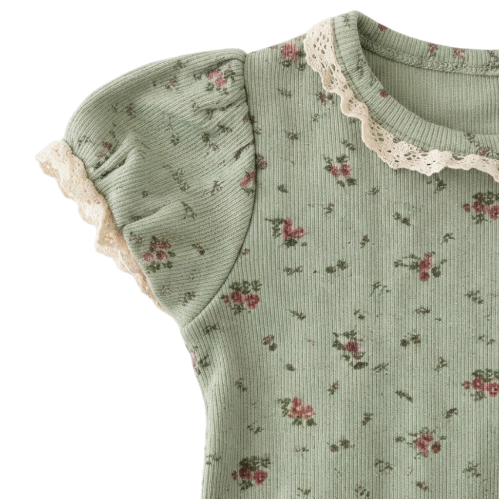 Sage Floral Ruffle Baby Bodysuit
