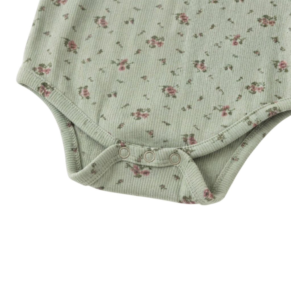 Sage Floral Ruffle Baby Bodysuit