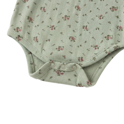 Sage Floral Ruffle Baby Bodysuit
